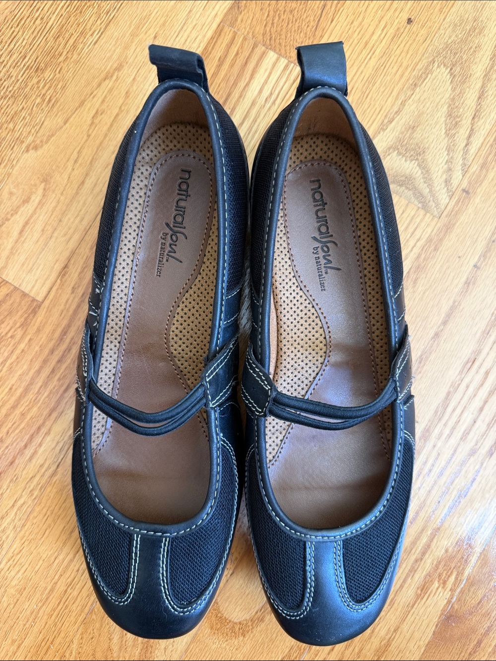 Natural Soul Black Mary Jane Flat with Elastic Strap